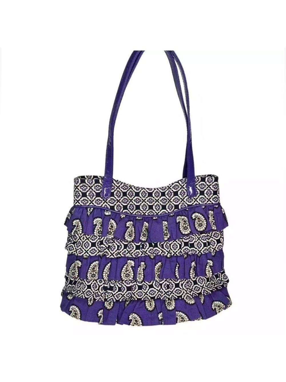 Vera Bradley Simply Violet Cha Cha Ruffle Purple Paisley Shoulder Bag